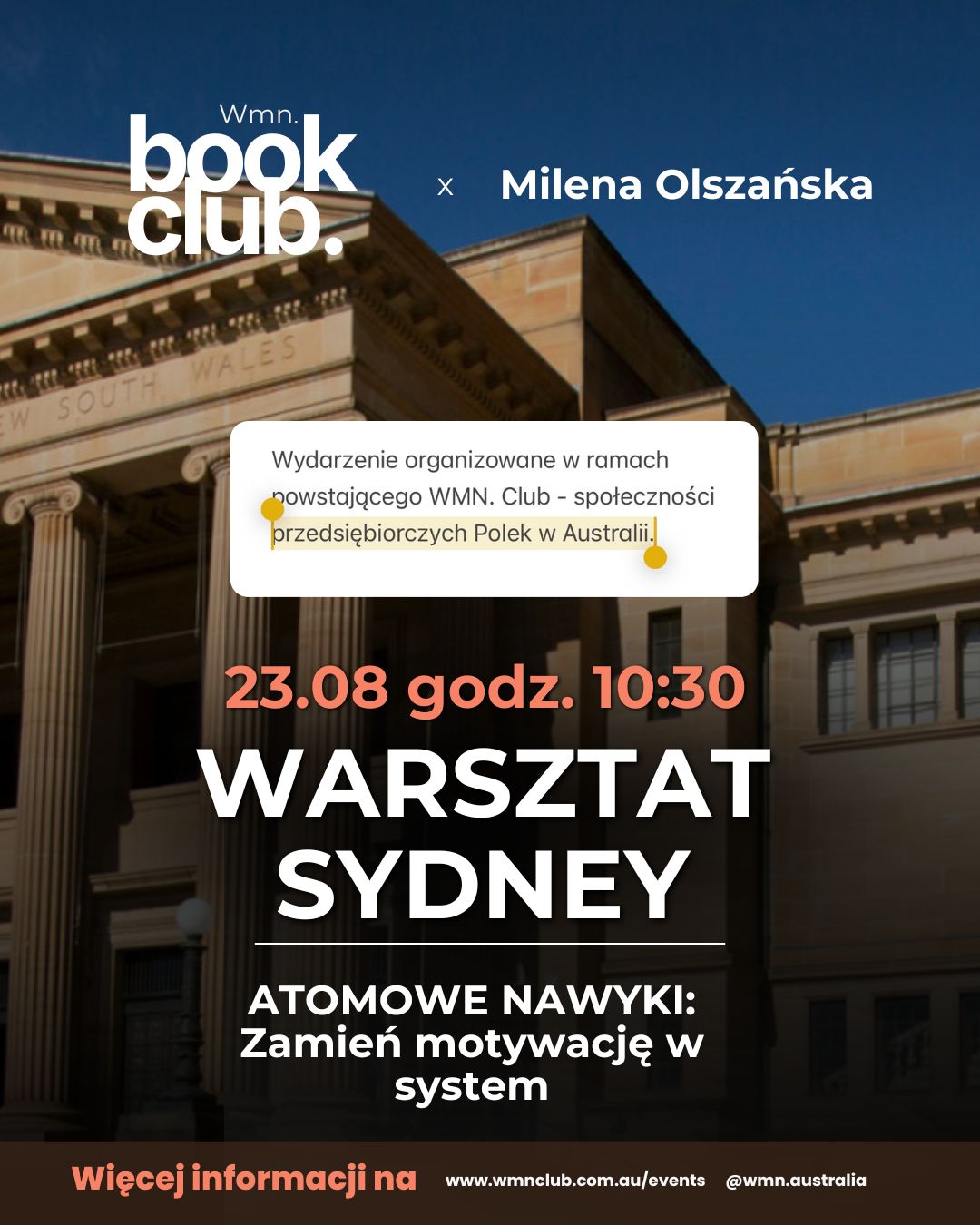 Atomowe Nawyki — warsztat na żywo — State Library NSW, Sydney